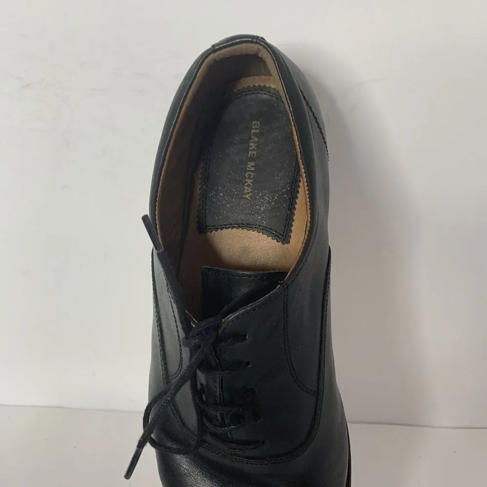 Blake Mckay Men's Oxford Dress Shoe‎ Size 12 Plain Toe Black Leather Derby
